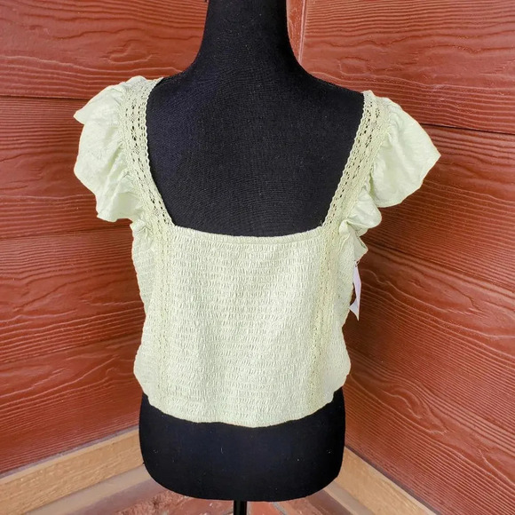 NWT SO Light Green Ruffle Strap Crop Top Juniors' XXL - Picture 11 of 13